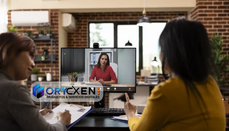 Imagen de una entrevista de trabajo por video o videoentrevista